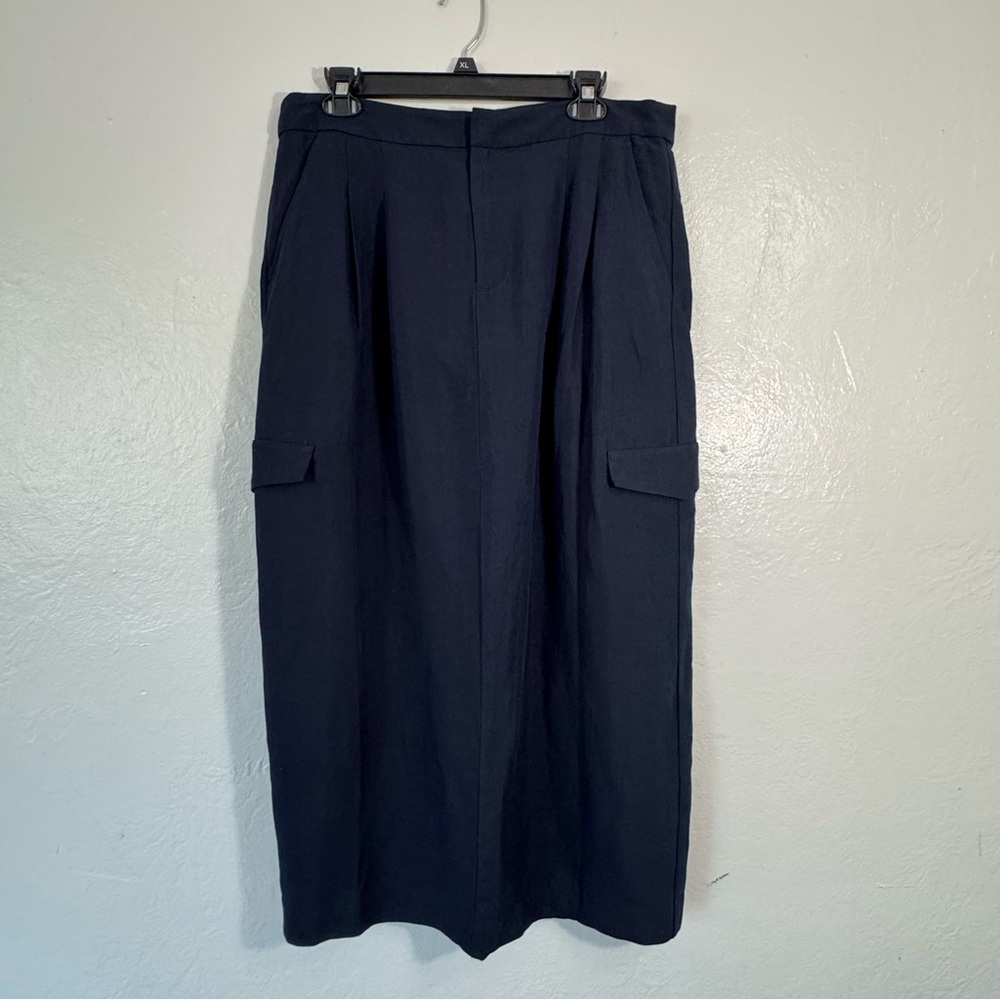 Madewell Pleated High Waist Cargo Midi Skirt - Picture 2 of 16